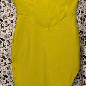 Fashion Nova Strapless Lime Dress